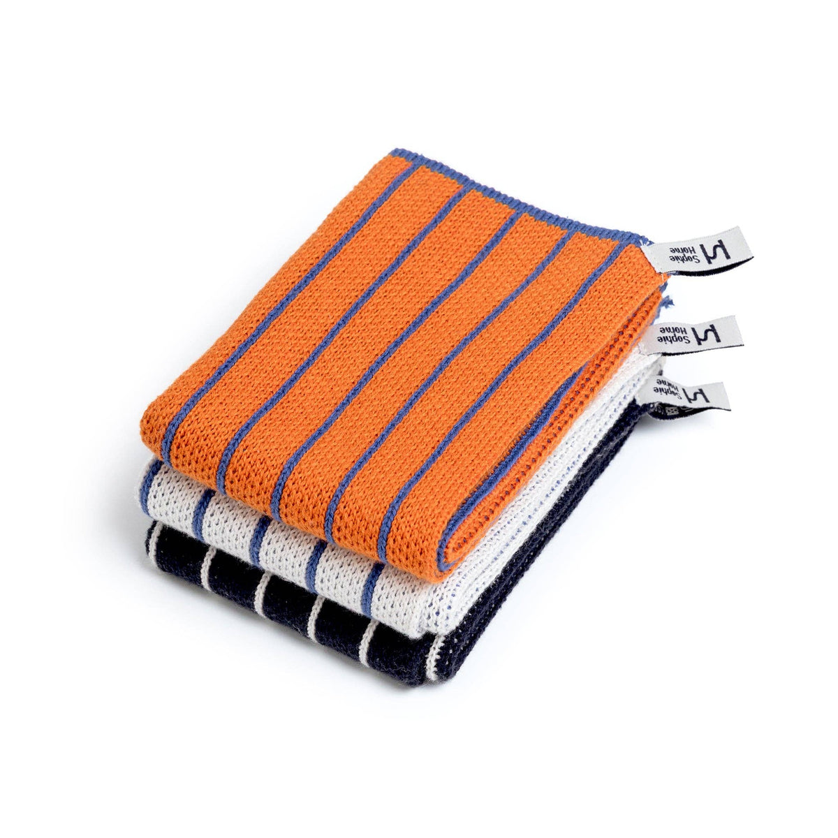 Reusable & Eco-Friendly Cotton Dishcloths: Striped Orange
