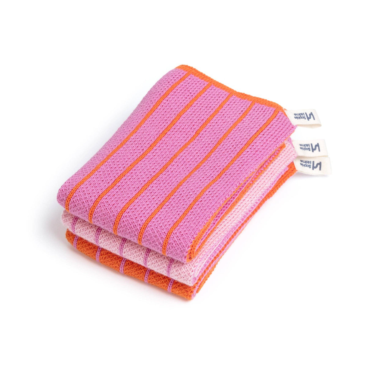Reusable & Eco-Friendly Cotton Dishcloths: Striped Pink