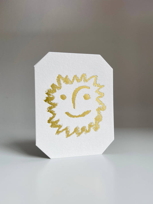 Happy Sun Sunshine Face Gold Foil Card