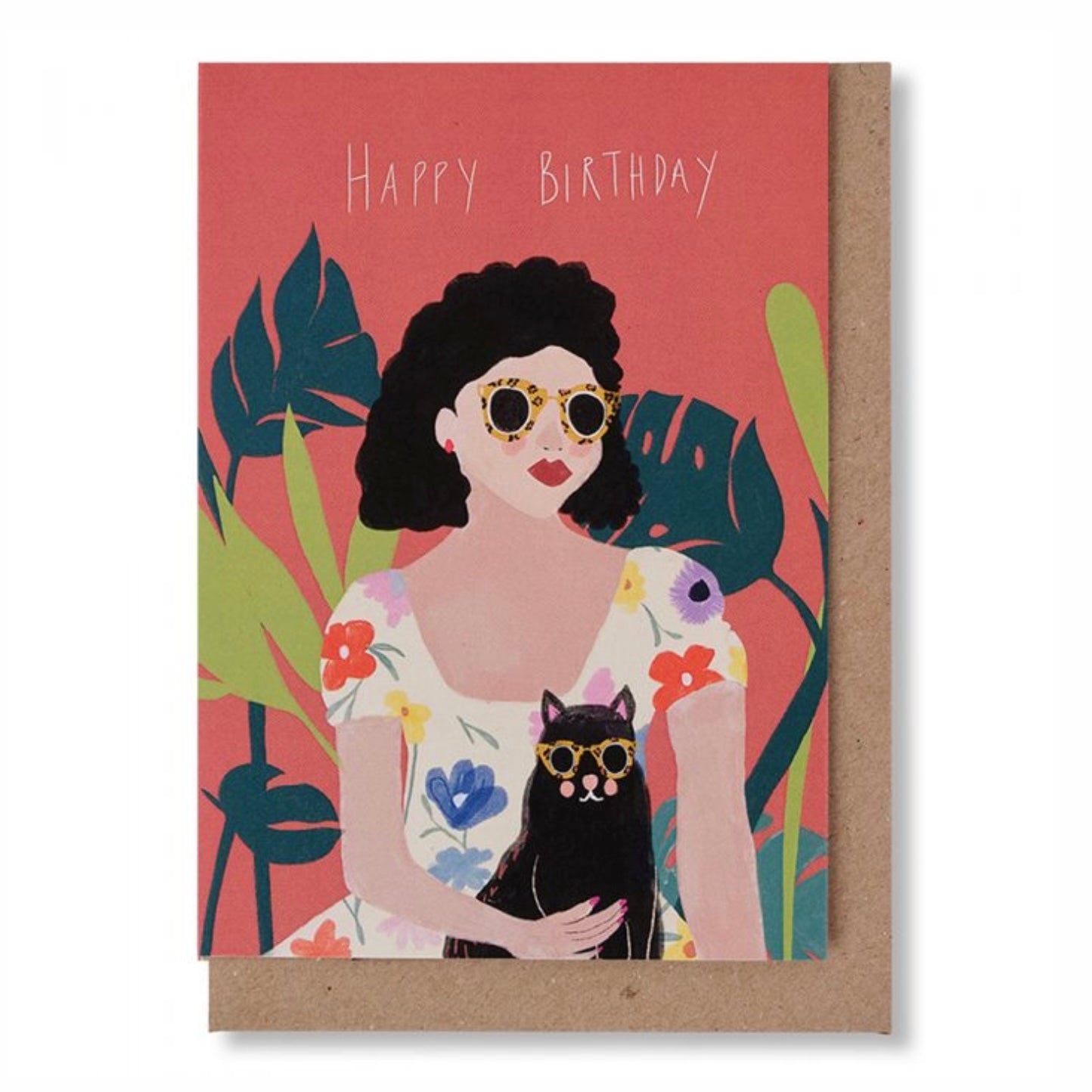 Lady and the Cat Birthday Card