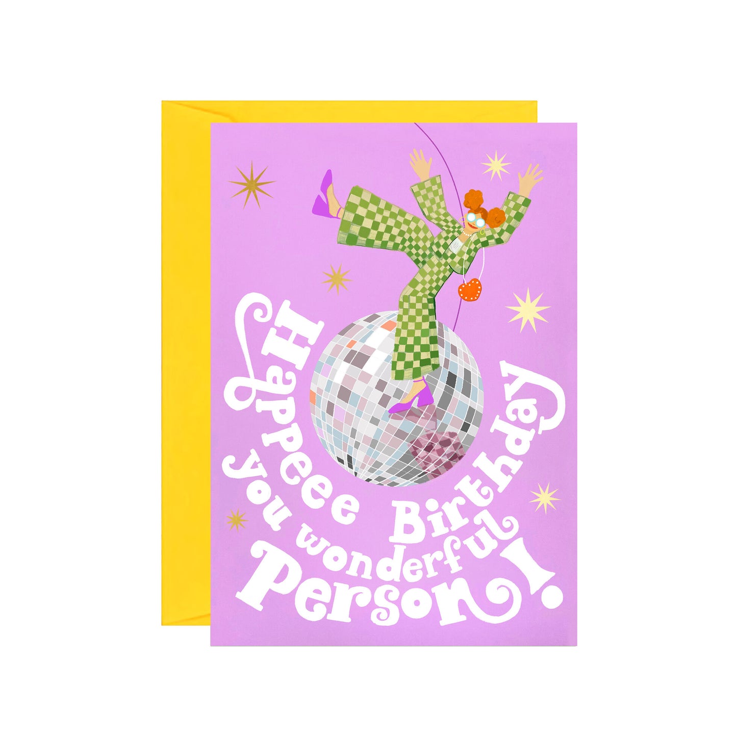 Happeee Birthday Disco Ball Greetings Card