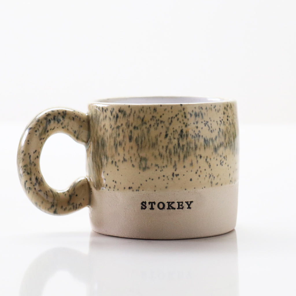 Speckled 'Stokey' stamped handmade ceramic Lesley McShea mug