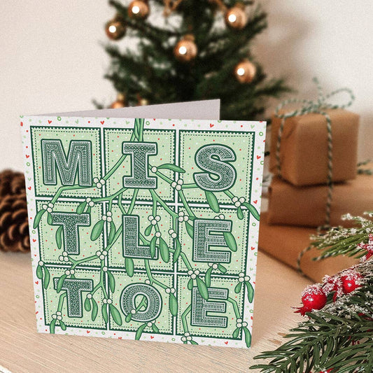 Romantic Mistletoe Christmas Card