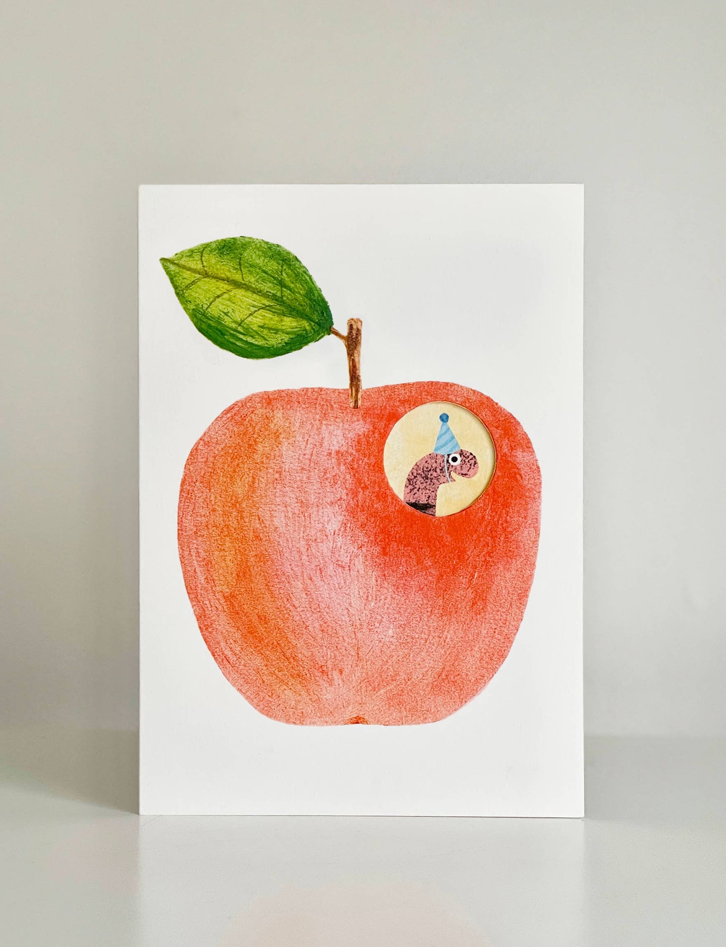 Birthday Apple + Worm Greeting Card