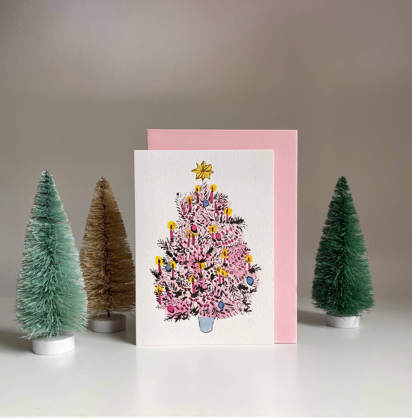 Kitsch Pink Christmas Tree Card