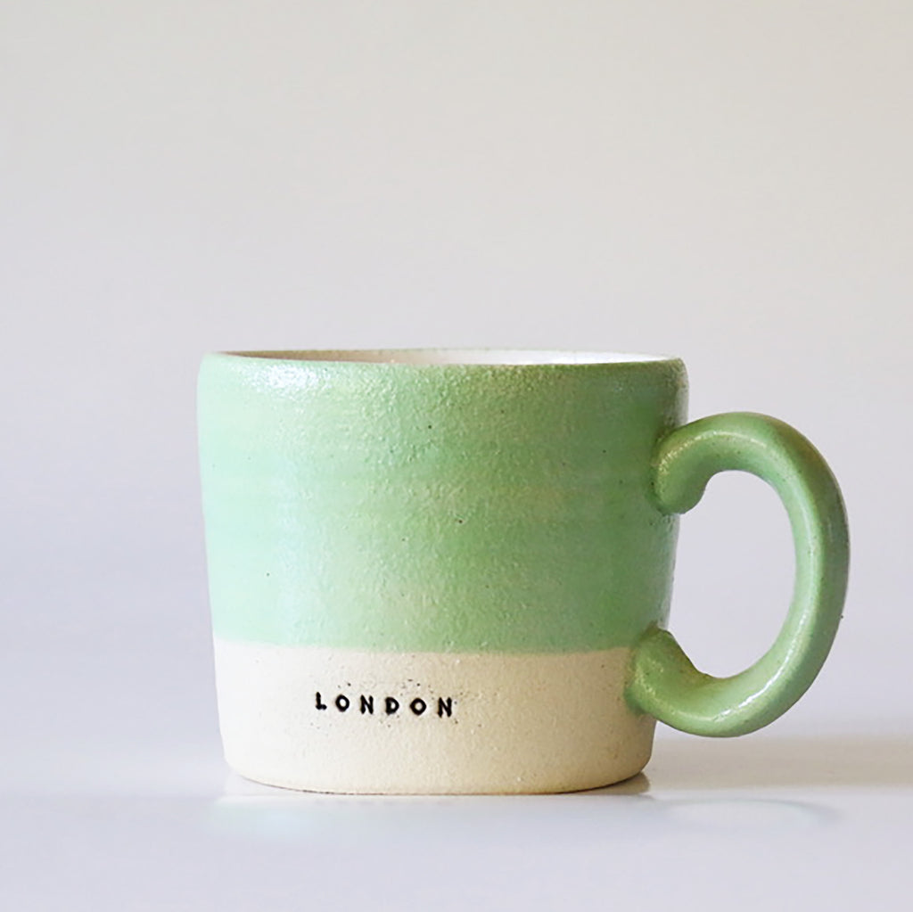 London stamped Lesley McShea hand crafted mugs