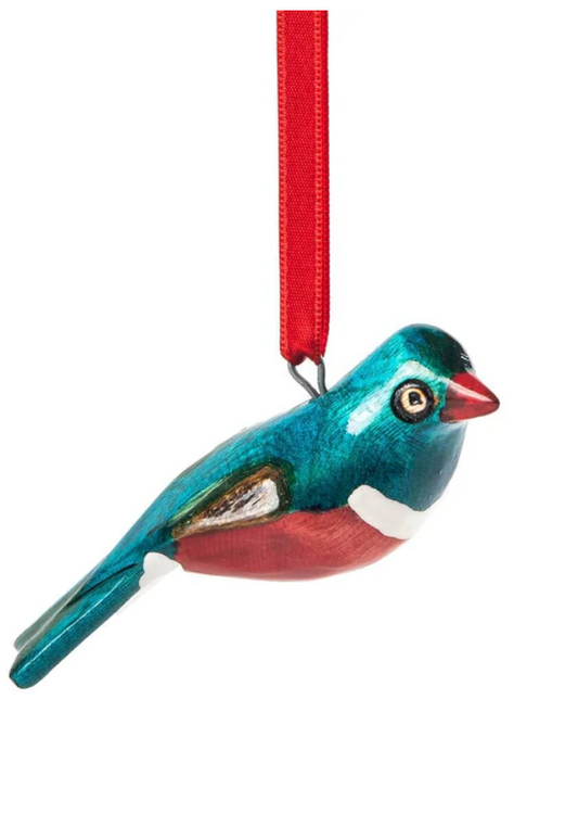 Hand Carved Wood Bird Ornaments