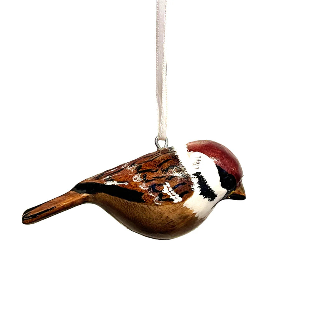 Hand Carved Wood Bird Ornaments