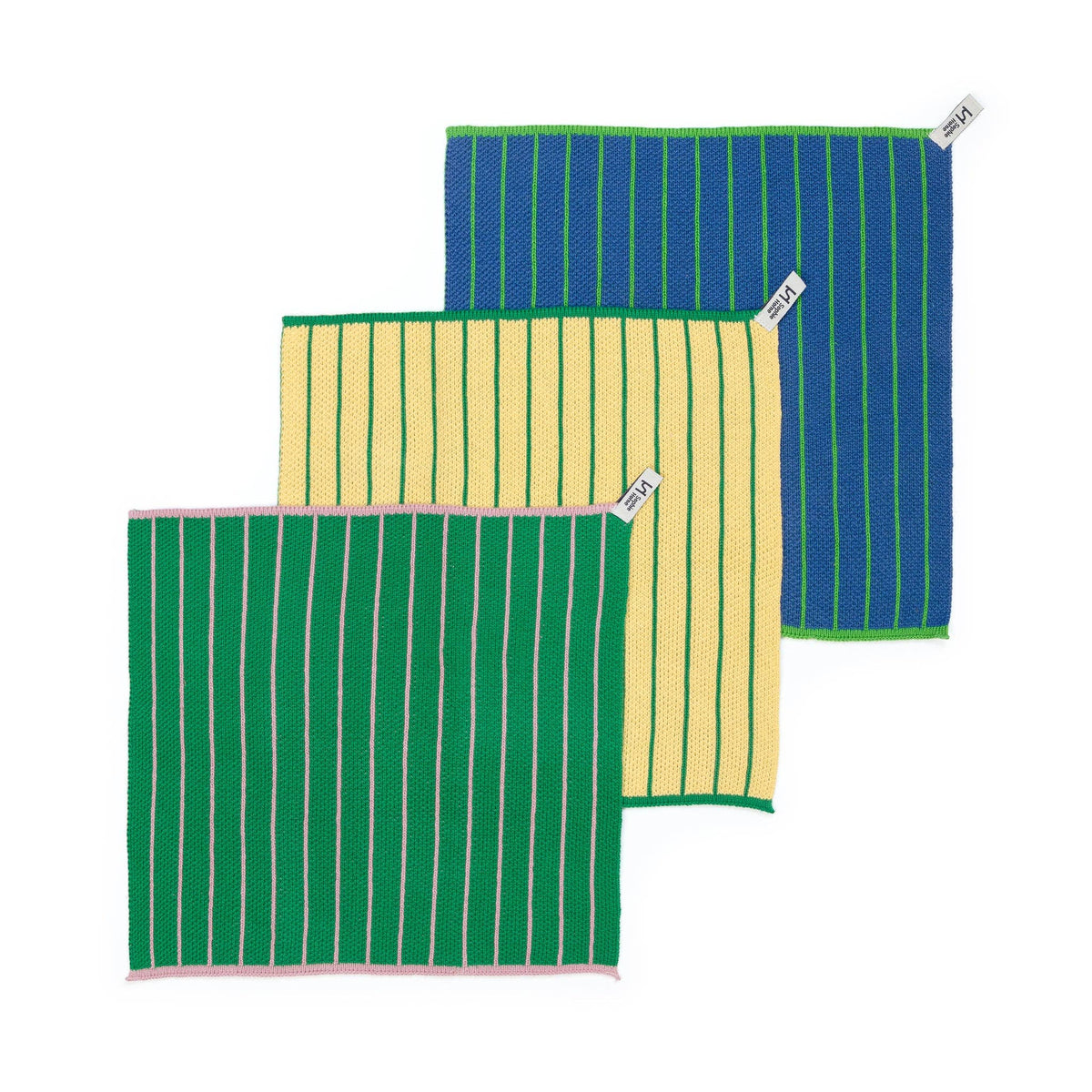 Reusable & Eco-Friendly Cotton Dishcloths: Striped Green
