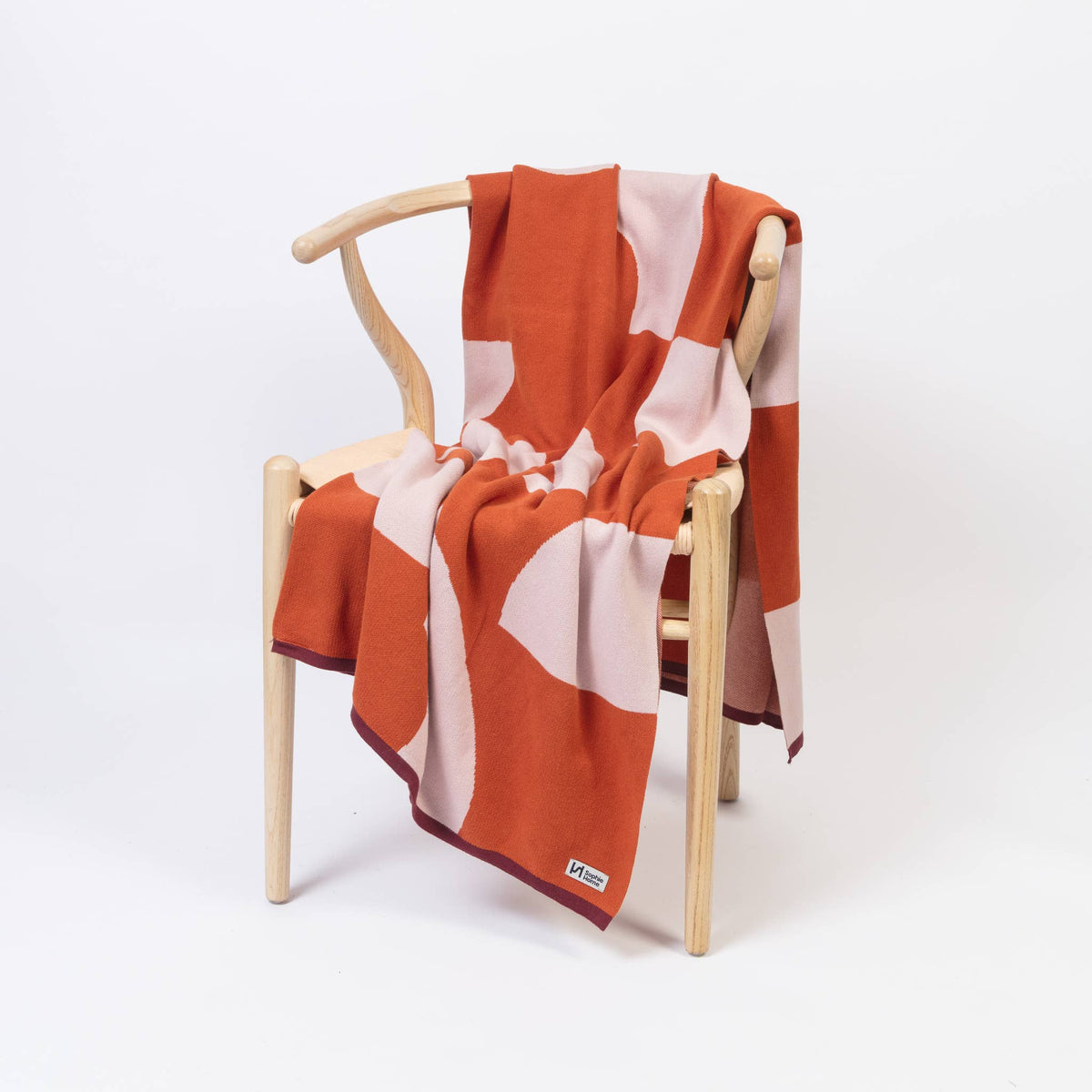 Cotton Knit Throw Blanket: Deko Orange