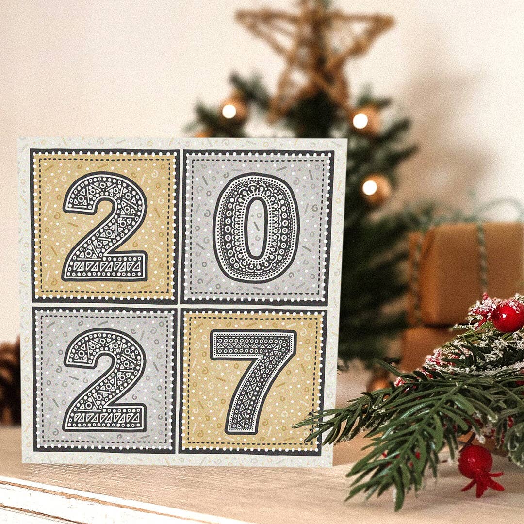 Gold and Silver Unique 2027 New Year Card