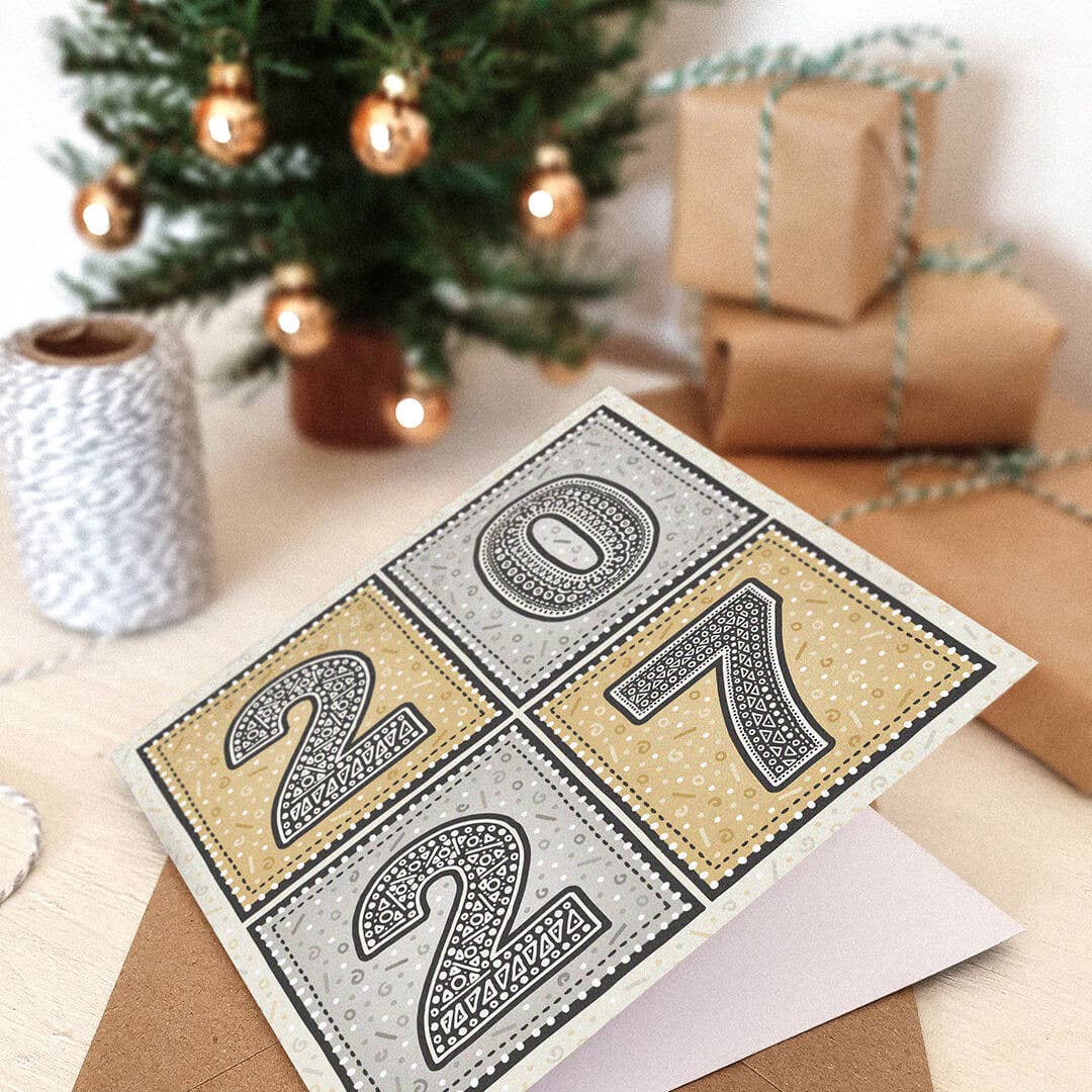 Gold and Silver Unique 2027 New Year Card