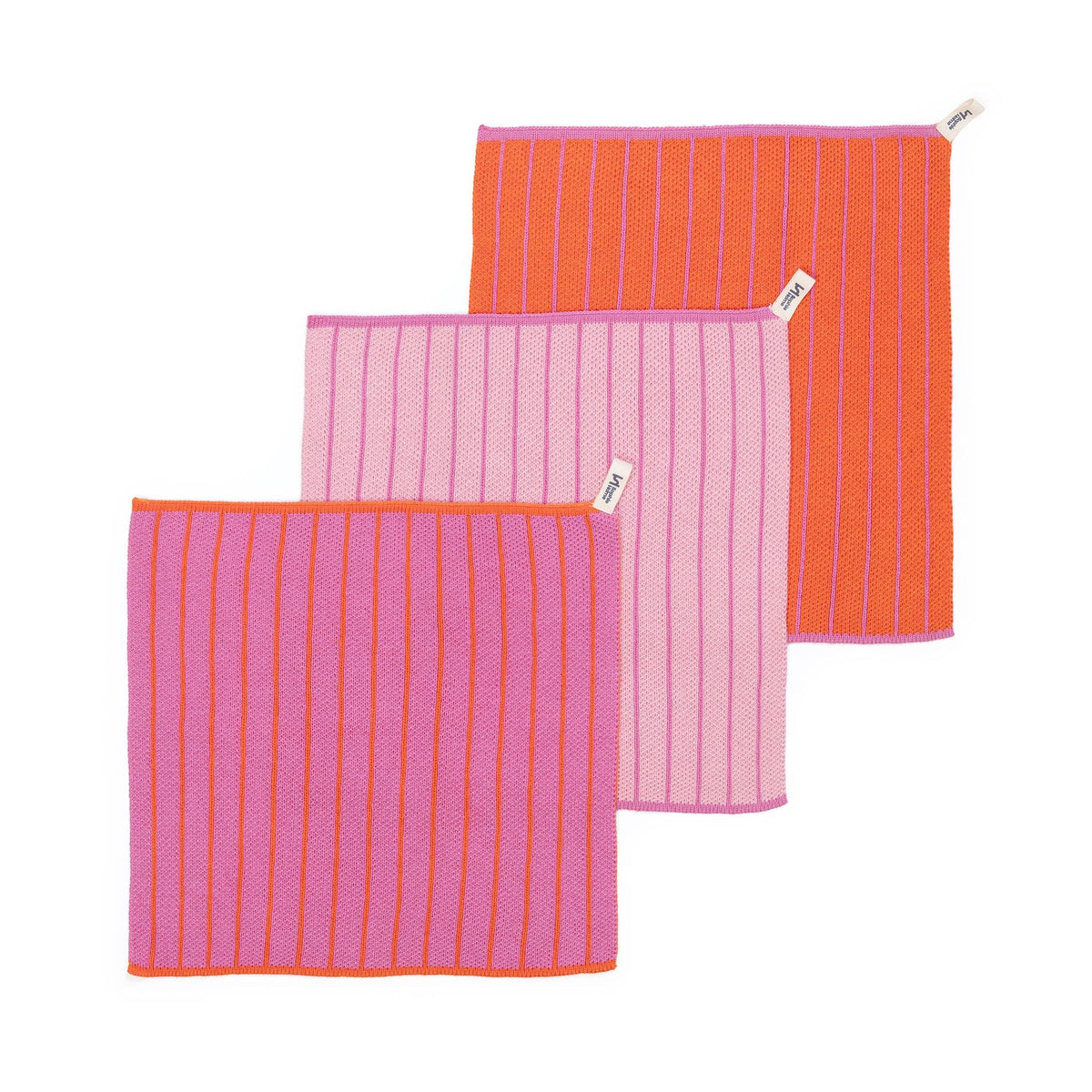 Reusable & Eco-Friendly Cotton Dishcloths: Striped Pink