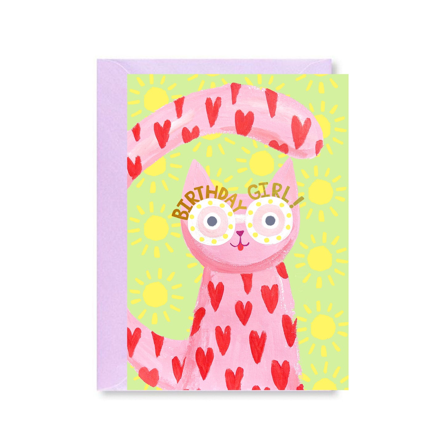 Birthday Girl Cat With Hearts