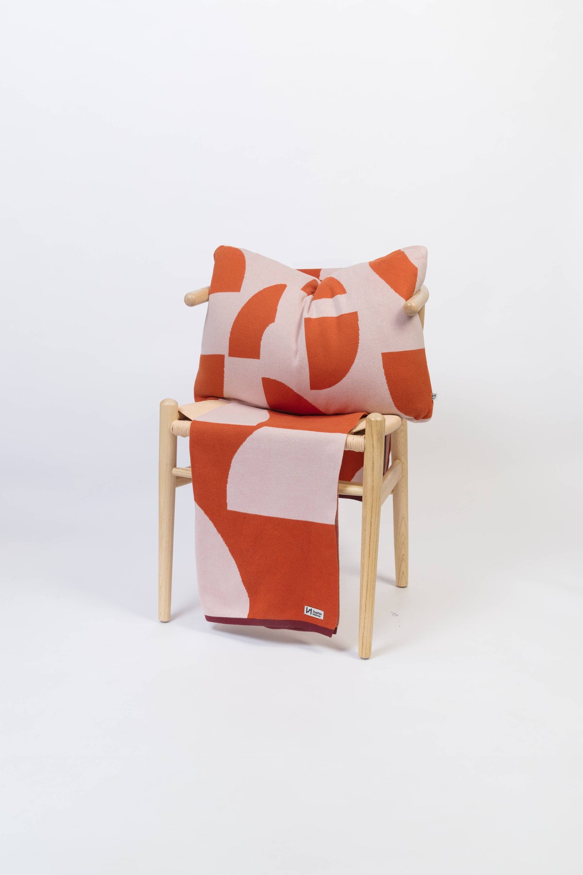Cotton Knit Throw Blanket: Deko Orange