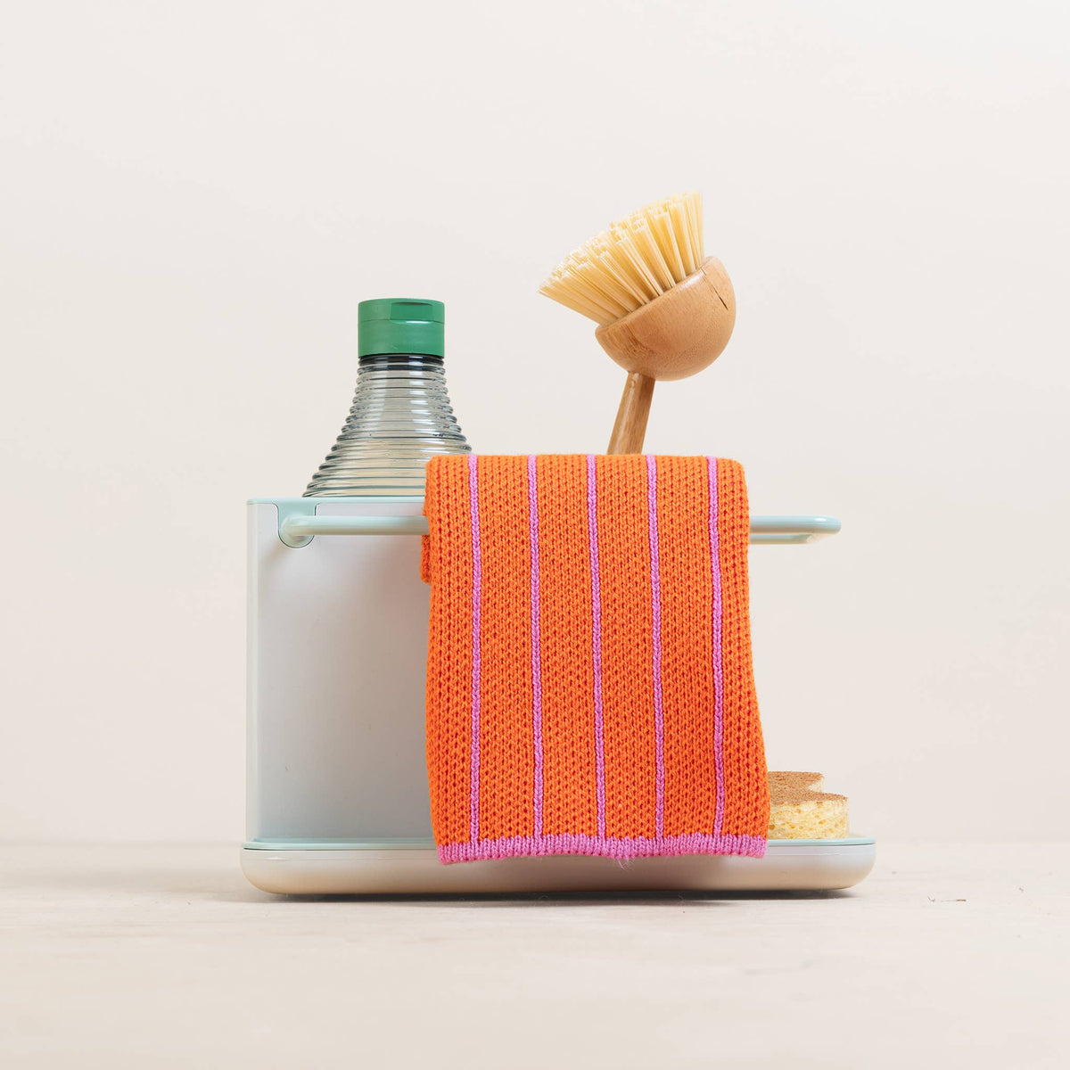 Reusable & Eco-Friendly Cotton Dishcloths: Striped Pink