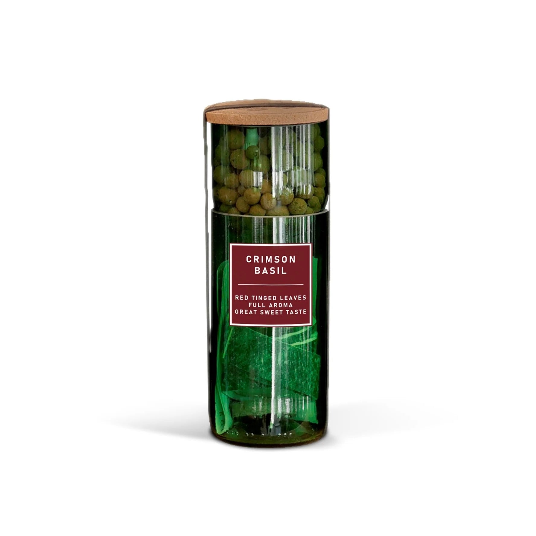 Hydro Herb kit with crimson basil plant – self-watering hydroponic herb growing system made from an upcycled green wine bottle