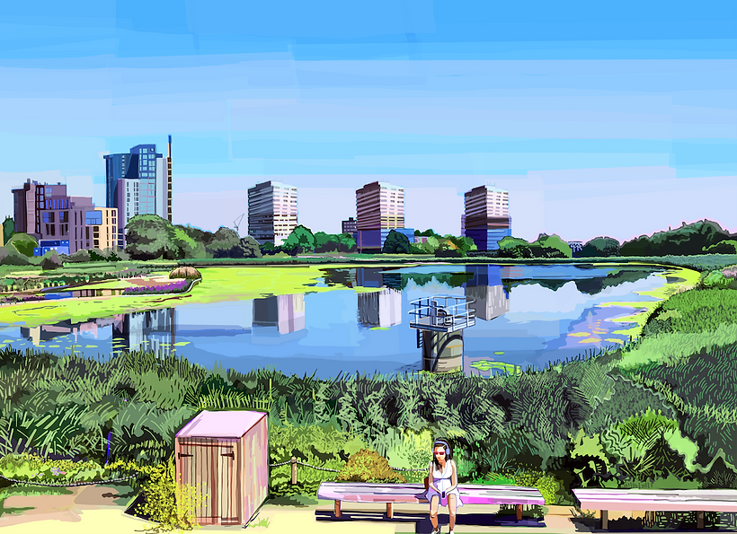 Woodberry Wetlands Stoke Newington Hackney London Print A4 A3 gift