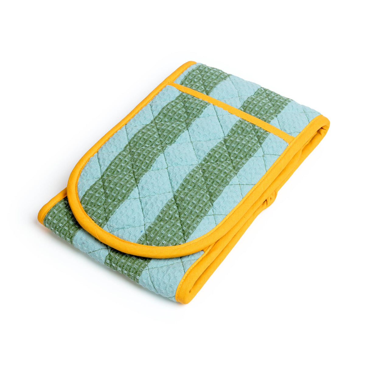 Oven Glove: Striped Green & Blue