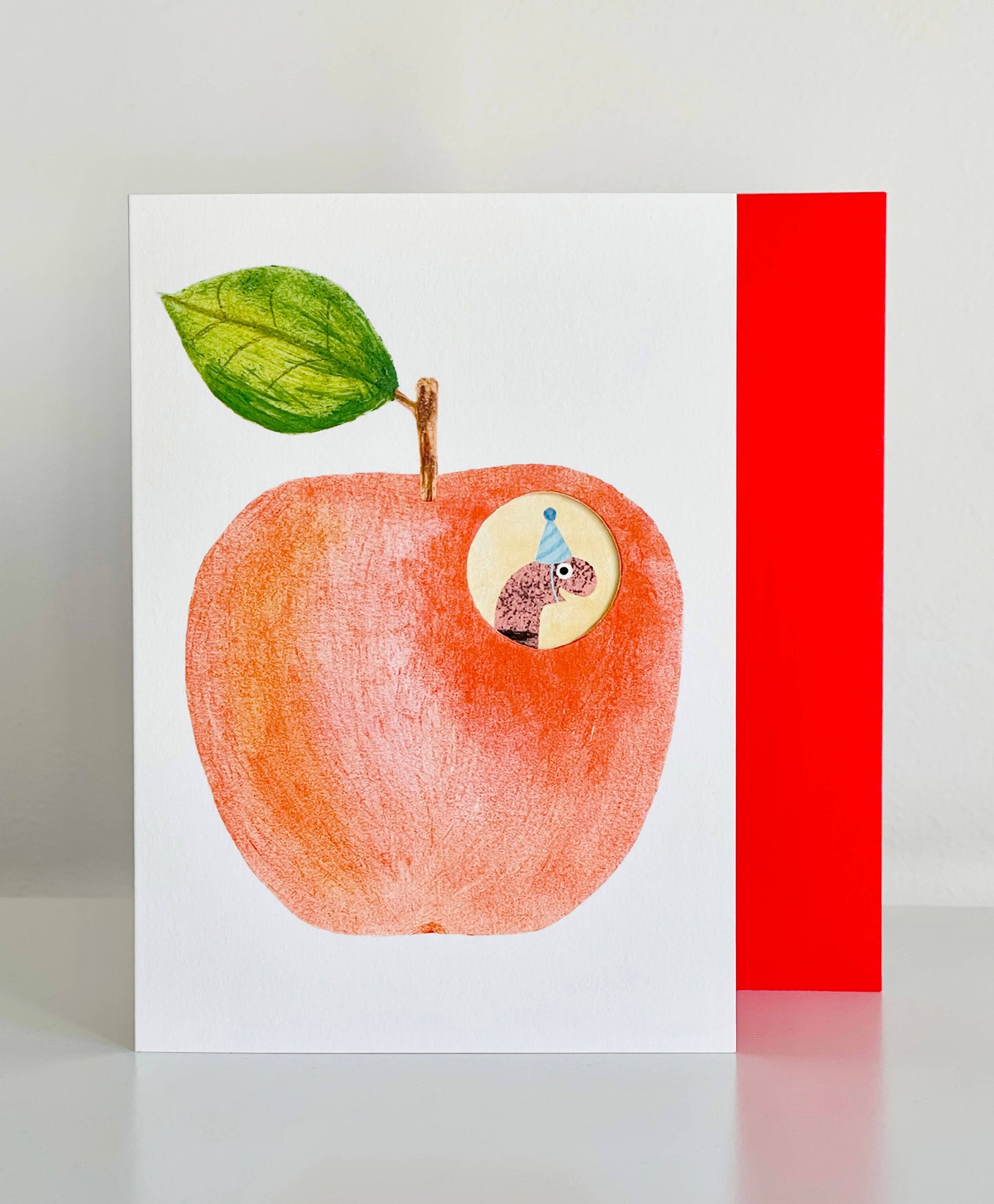 Birthday Apple + Worm Greeting Card