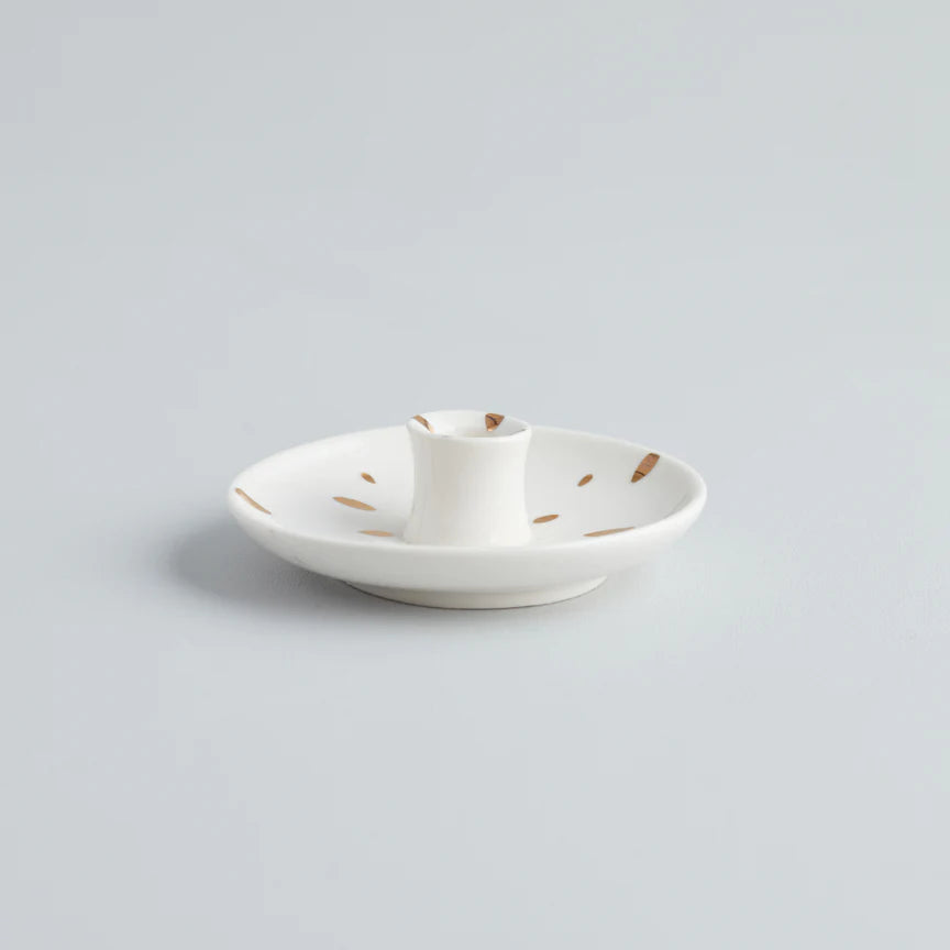 Candle Holder with Gold Brushmarks