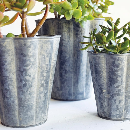 Zinc Fluted Round Planter