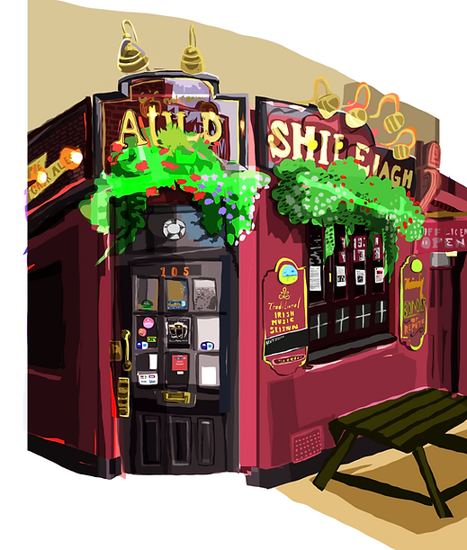 Auld Shillelagh Print – Often dubbed the best Irish pub in London, known for its cosy interior, friendly banter, live trad music and excellent Guinness.