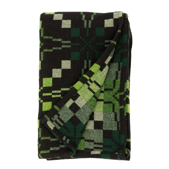 Melin Tregwynt Vintage Star Throw – Woodland Green Wool Blanket