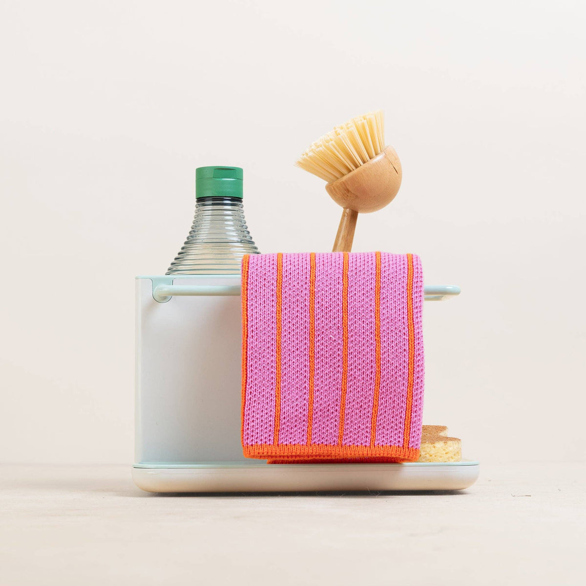 Reusable & Eco-Friendly Cotton Dishcloths: Striped Pink