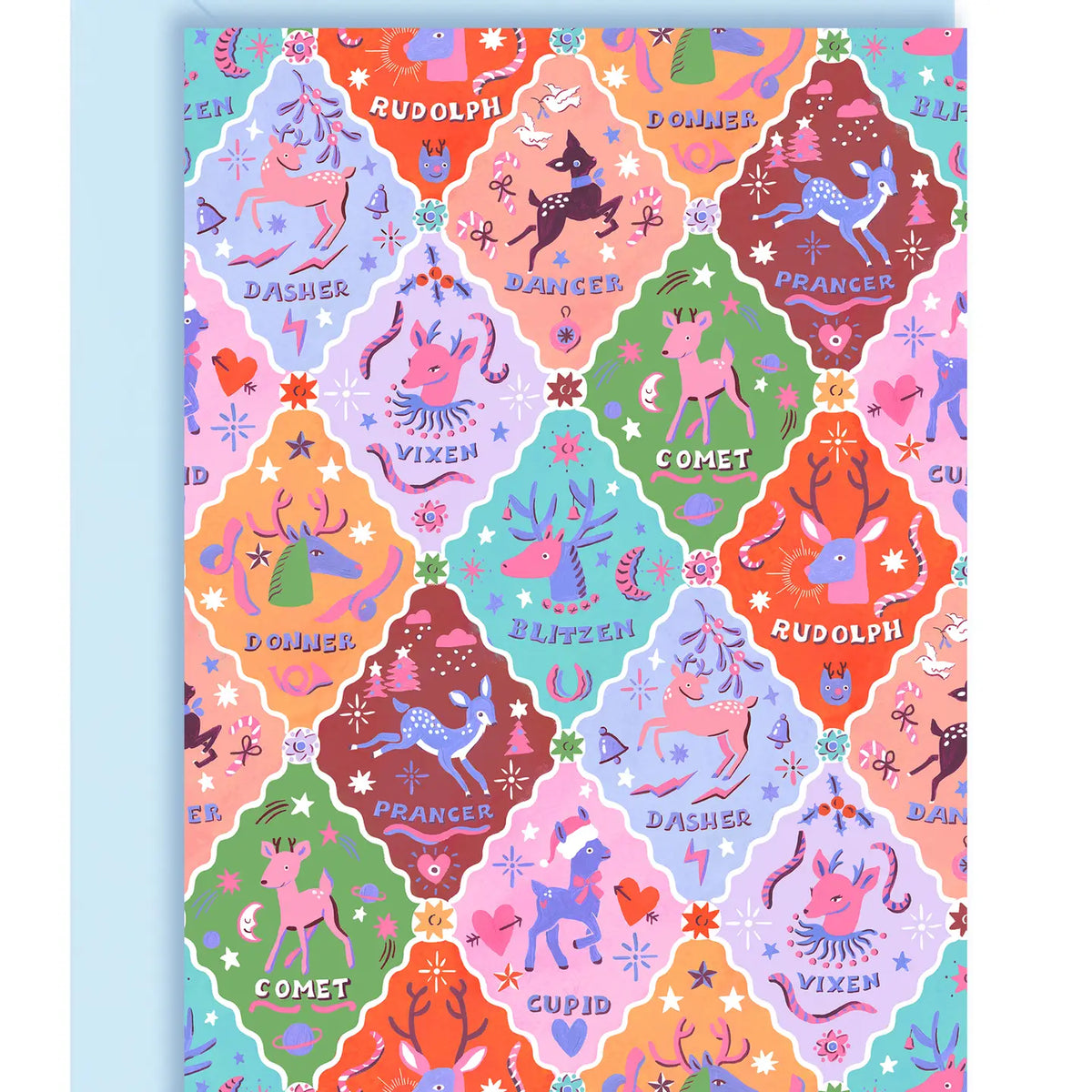 Reindeer Patchwork Christmas Card