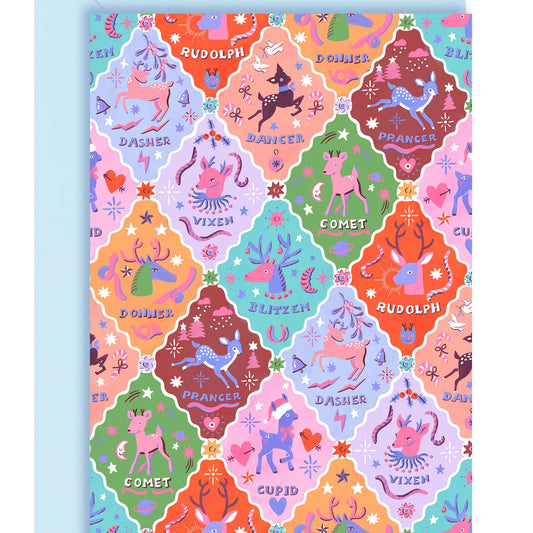 Reindeer Patchwork Christmas Card