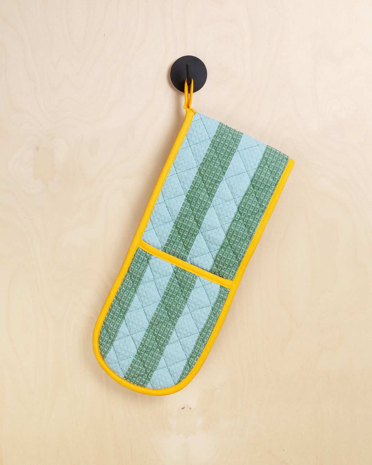 Oven Glove: Striped Green & Blue