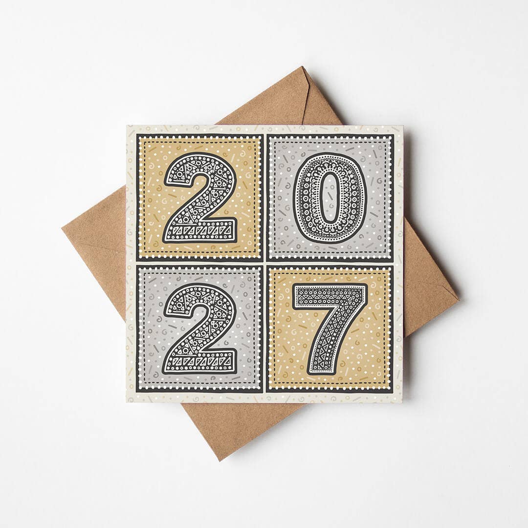 Gold and Silver Unique 2027 New Year Card
