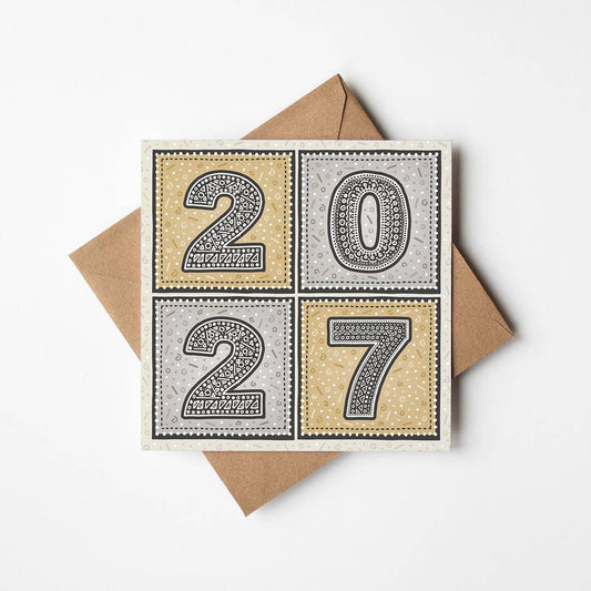 Gold and Silver Unique 2027 New Year Card
