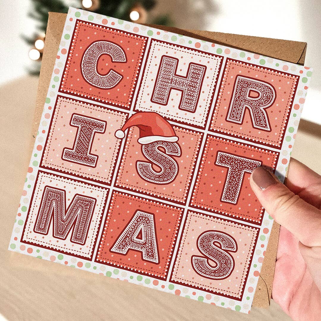 Unique Red Typographic Christmas Card