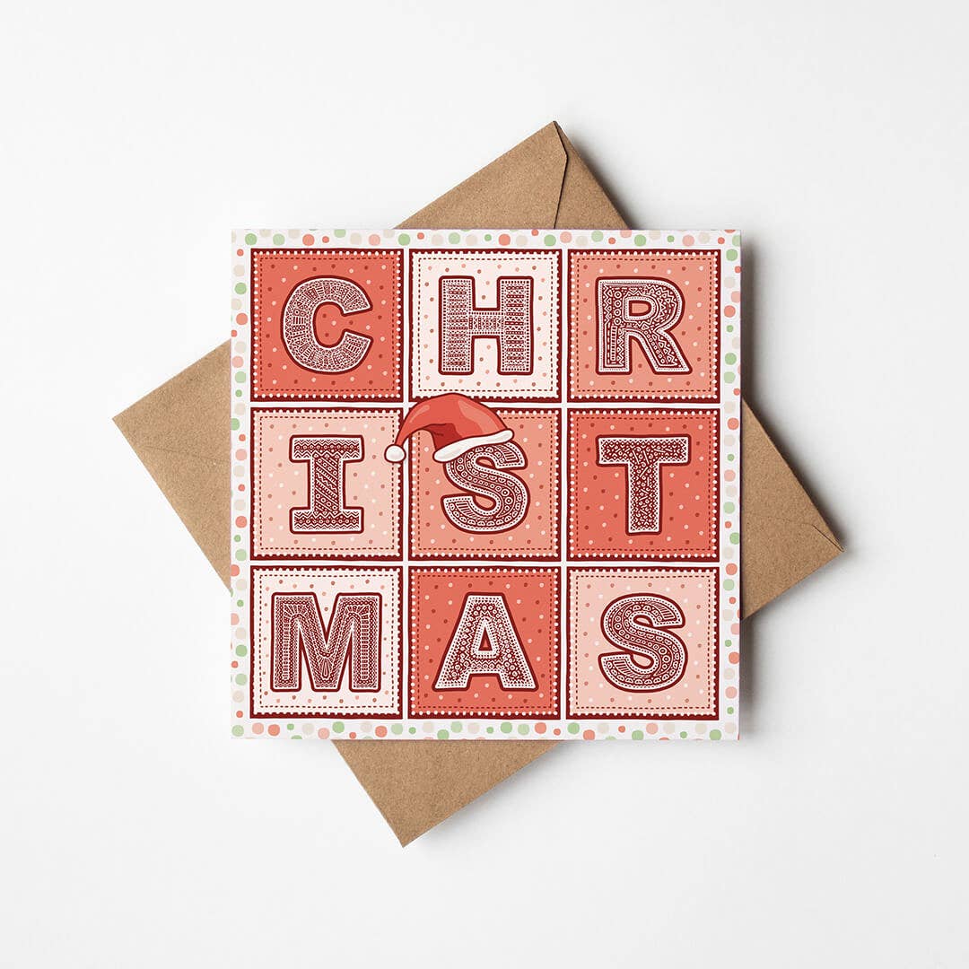 Unique Red Typographic Christmas Card