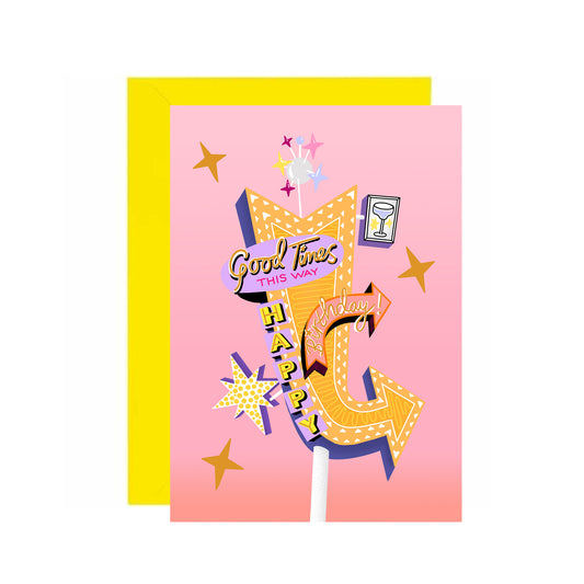 Good Times Birthday Card Pink