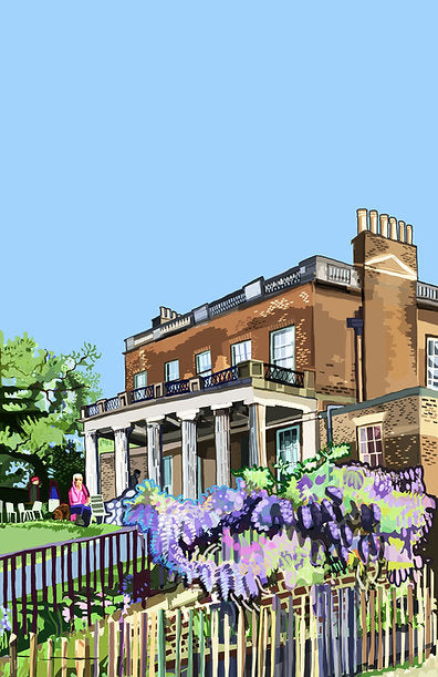 Print - Clissold House – A beautiful Georgian house in the heart of Clissold Park, often used for weddings and community events.