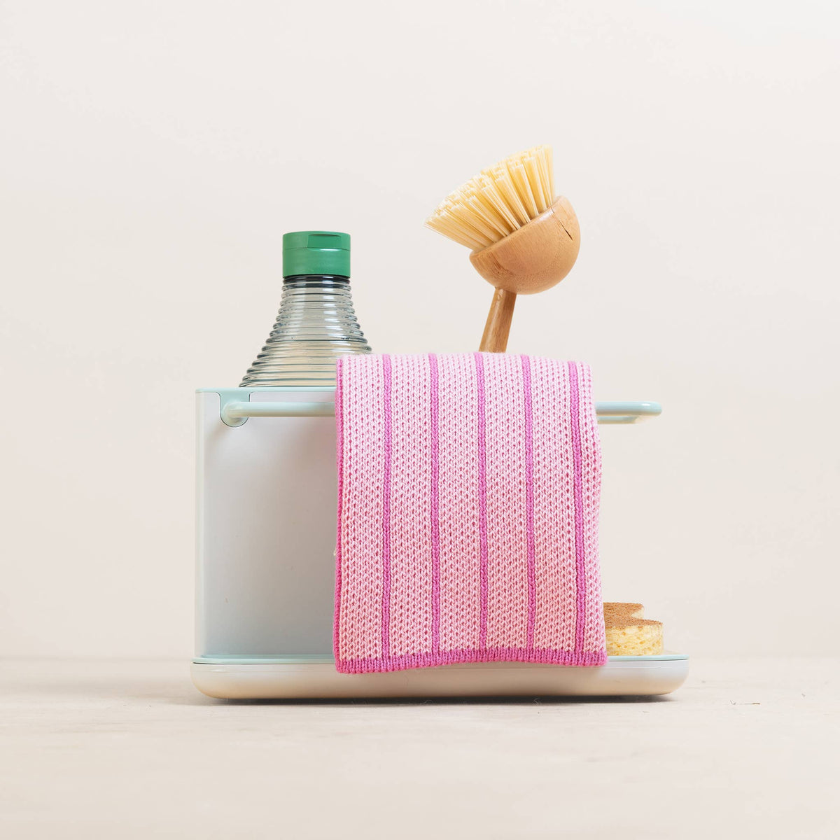 Reusable & Eco-Friendly Cotton Dishcloths: Striped Pink