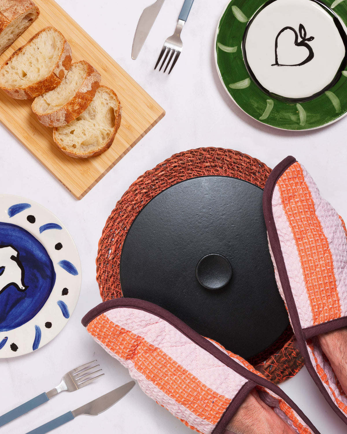 Oven Glove: Striped Pink & Orange