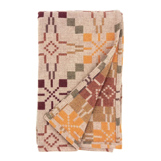 Melin Tregwynt Vintage Star Throw – Clay earthy Wool Blanket