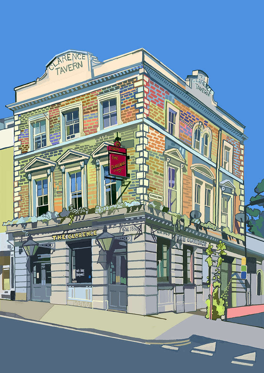The Clarence Pub Stoke Newington Pub Print Gift A4 A3