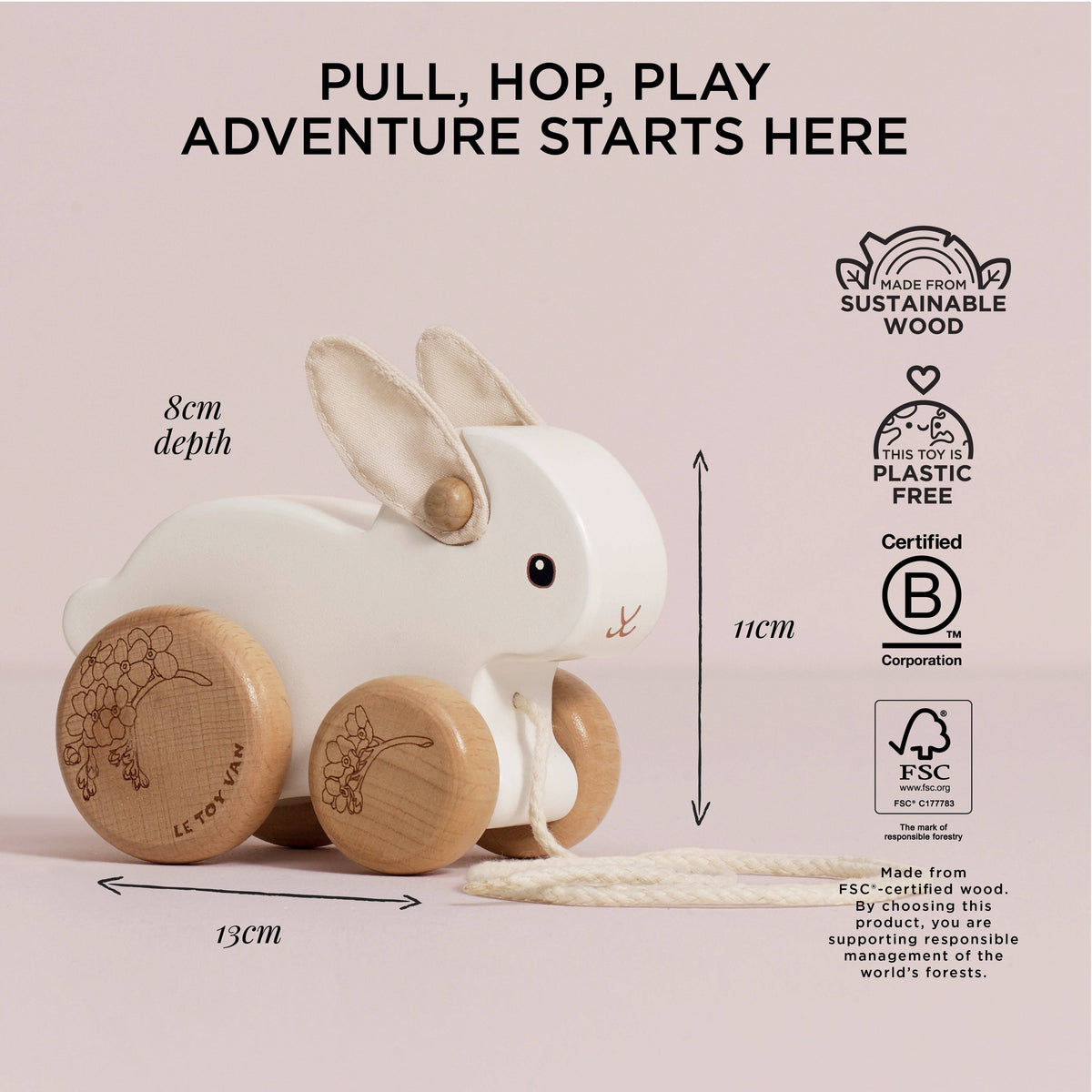Pull Along Hopping Bunny Rabbit
