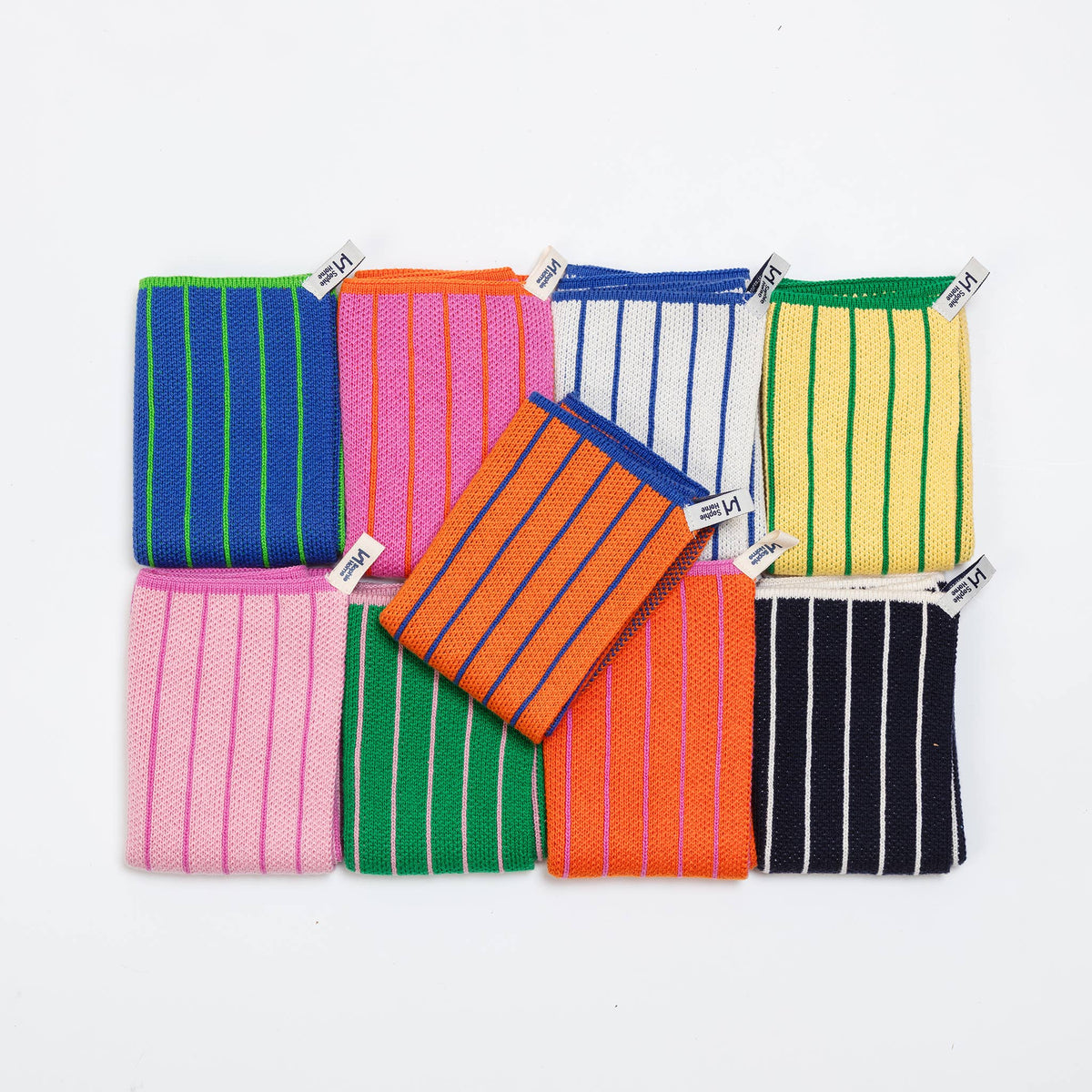 Reusable & Eco-Friendly Cotton Dishcloths: Striped Orange