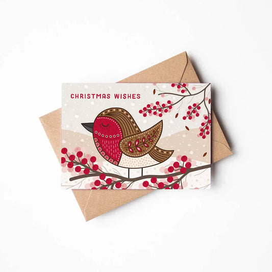 Illustrated Robin Christmas Card