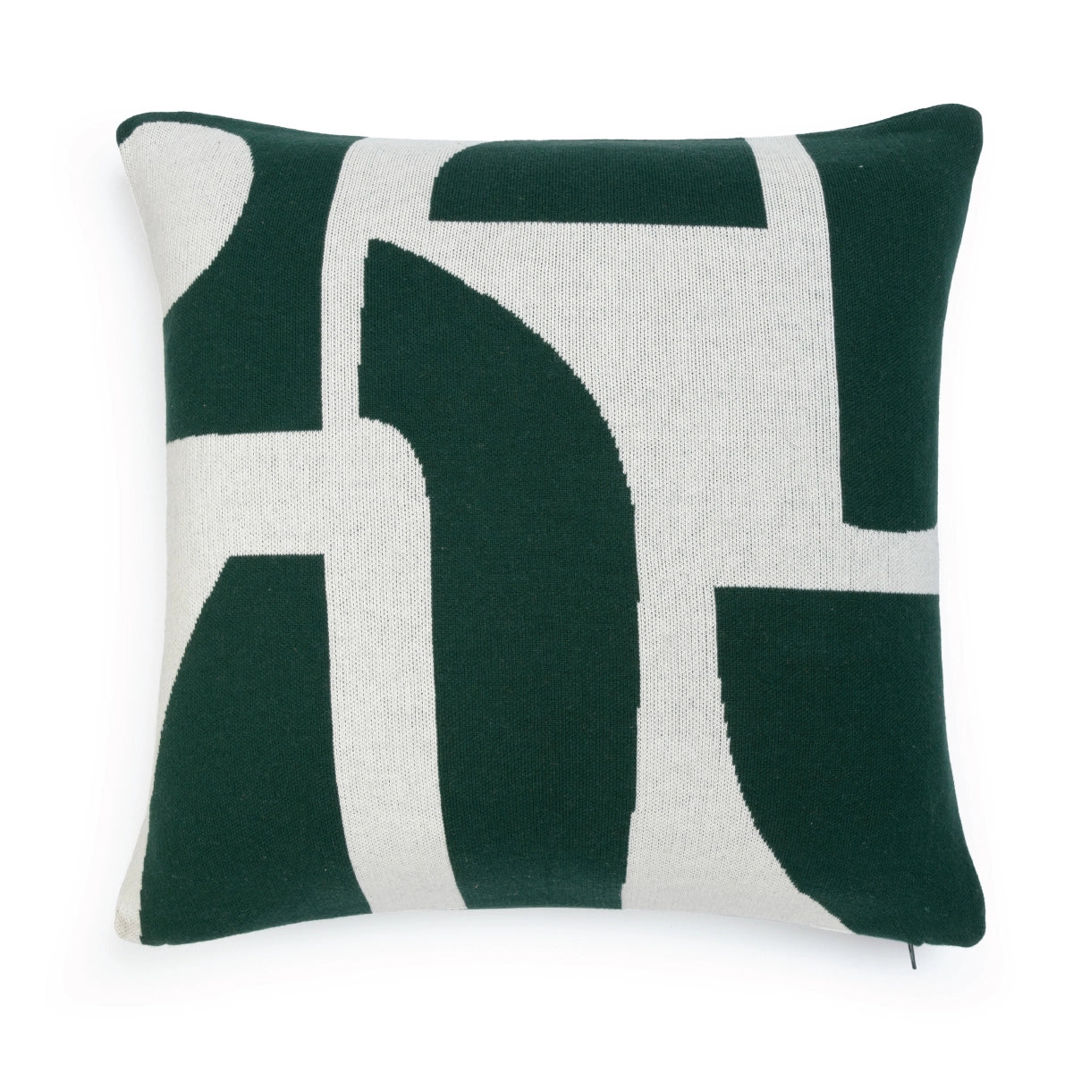 Forest: Deep green and pale grey cushion with soft abstract pattern by Sophie Home