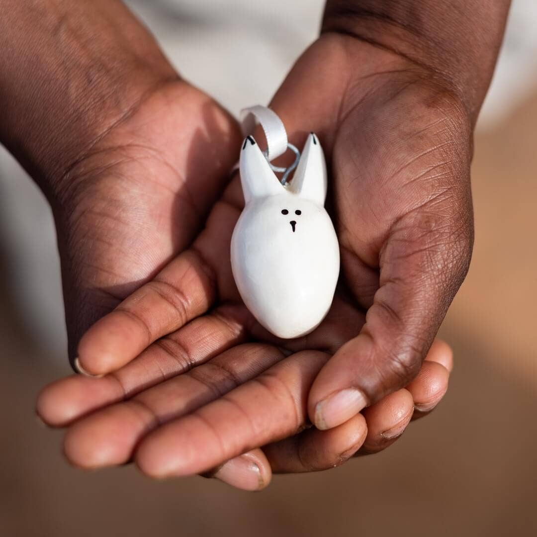 Wooden ornament | White bunny