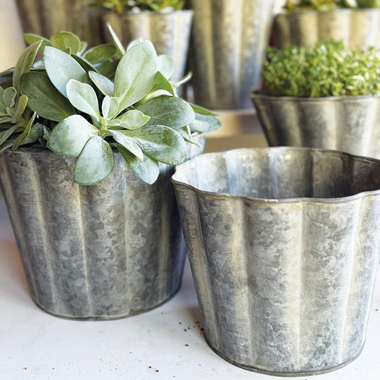 Zinc Fluted Round Planter