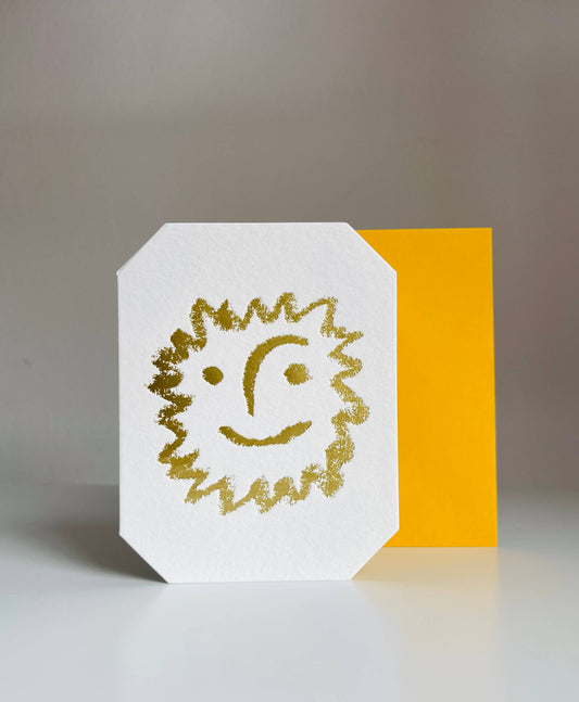 Happy Sun Sunshine Face Gold Foil Card