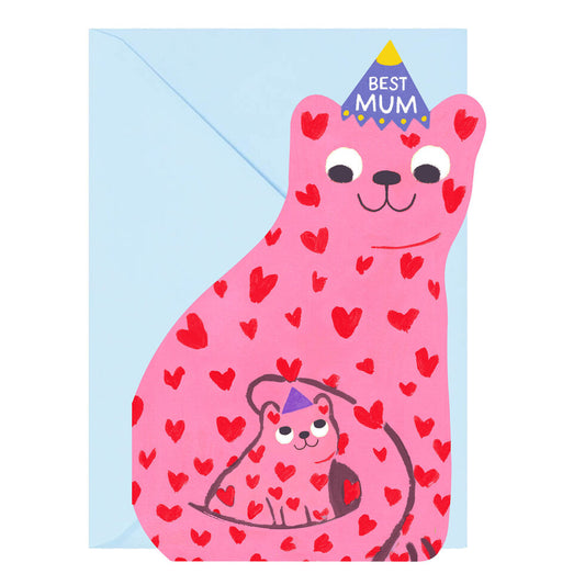 Best Mum Cat Die Cut Greetings Card